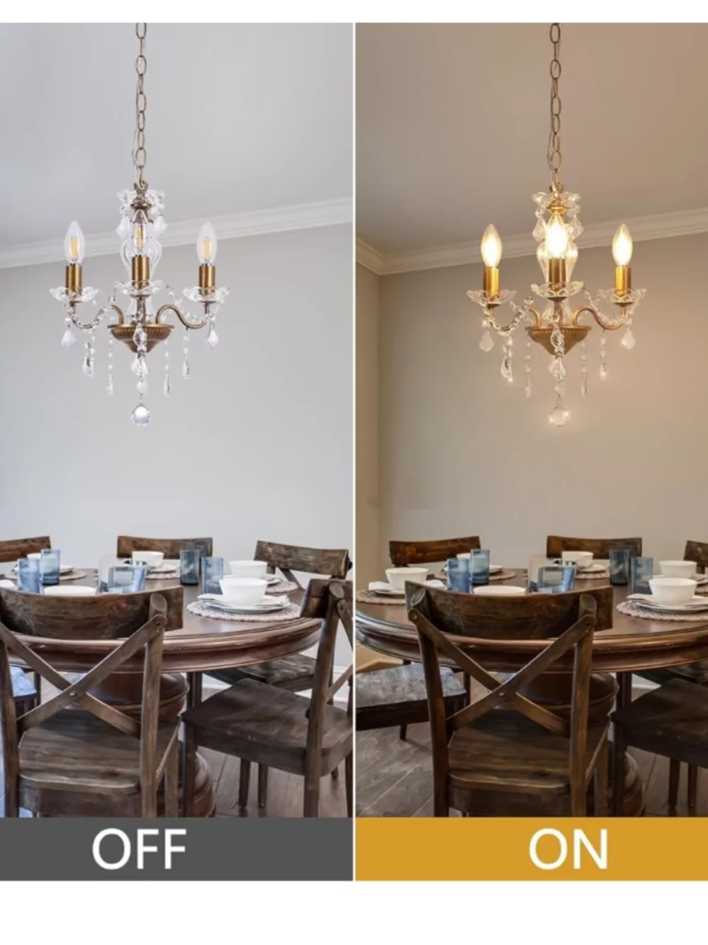 Crystal and Gold 3-Light Small Chandelier - NIB